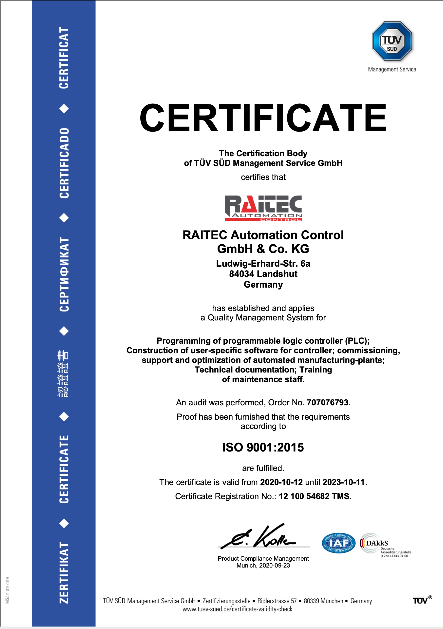 RAITEC_AUTOMATION CONTROL_GMBH_TUEV_Zertifikat_2020_en